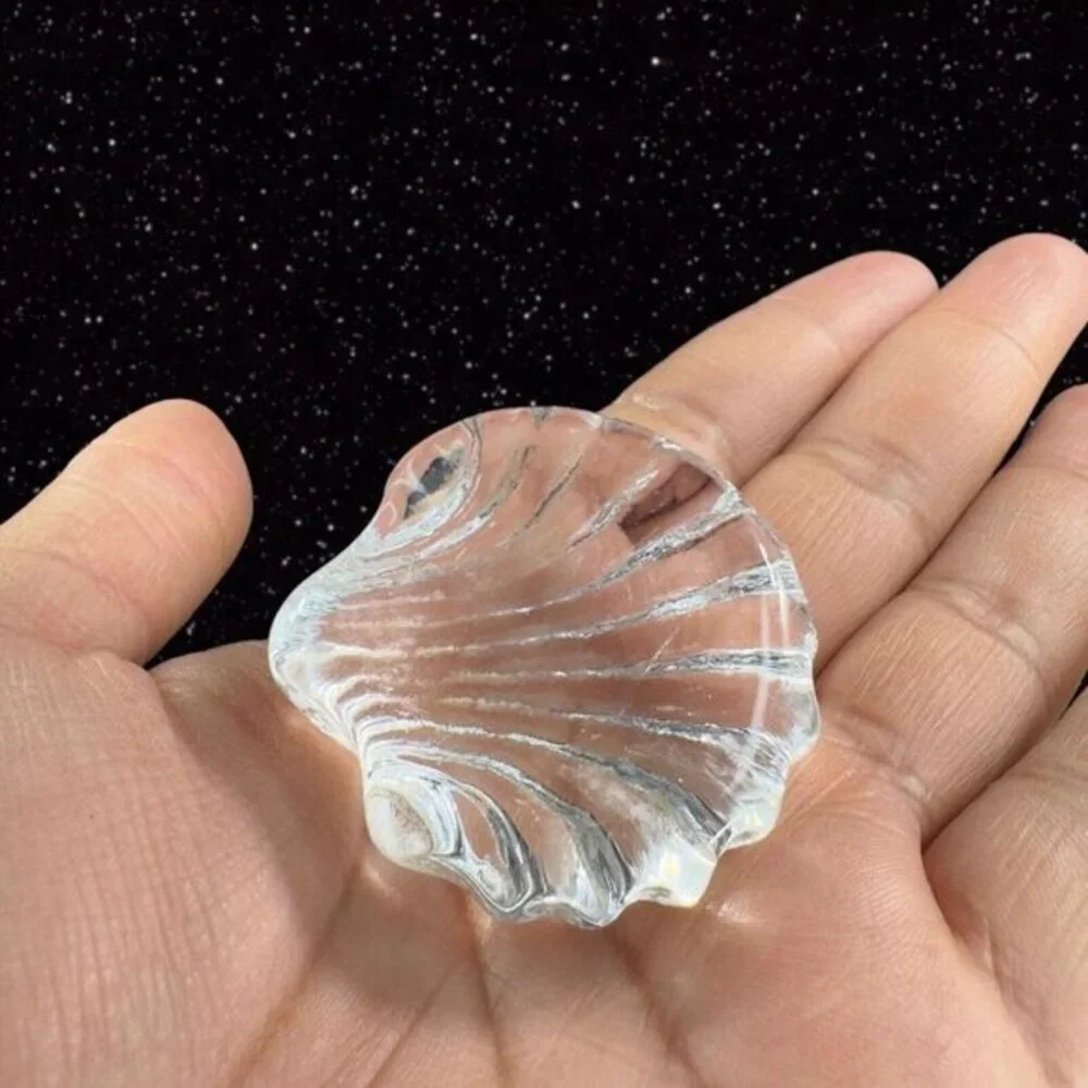 Clear Miniature Art Glass Nautical Theme‎ Shell Figurine Small Paperweight Glass